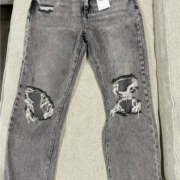Distressed Gray Straight Leg Jeans - Picture 1 of 5